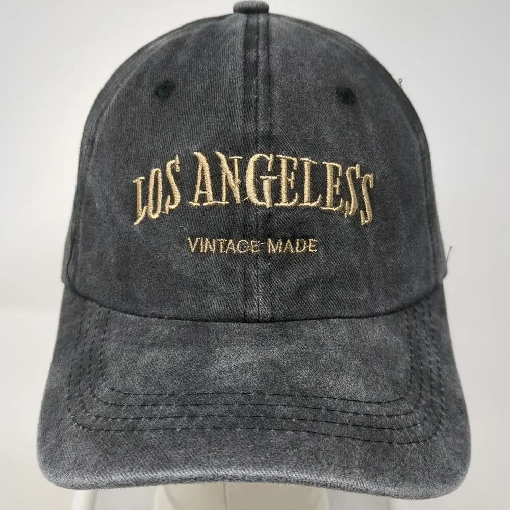 Linea Style Los Angeles Baseball Cap Gray Gold One Size Cotton Slideback Hat